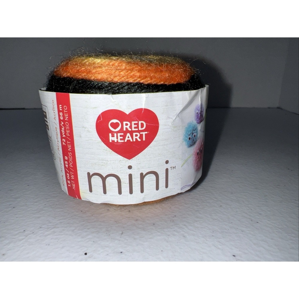 Red Heart Mini Boo Yarn 1.6 oz. Crochet Craft Fast Shipping Black Orange White